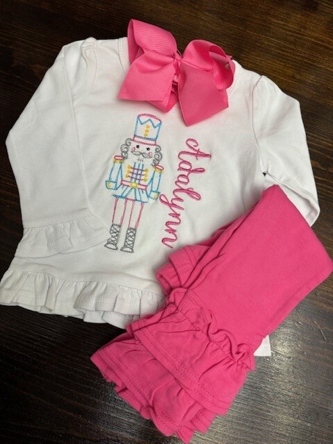 Pink Nutcracker Christmas Ruffle Shirt, Size: 6M