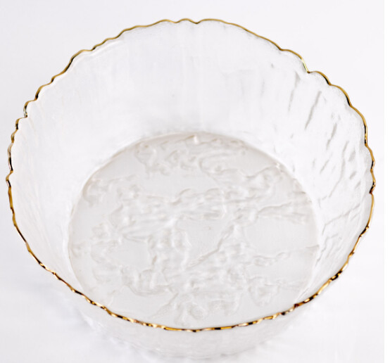 Marguerite Glass Serving Bowl Clear/Gold