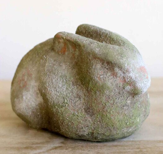 Terracotta Bunny Décor Antique Green