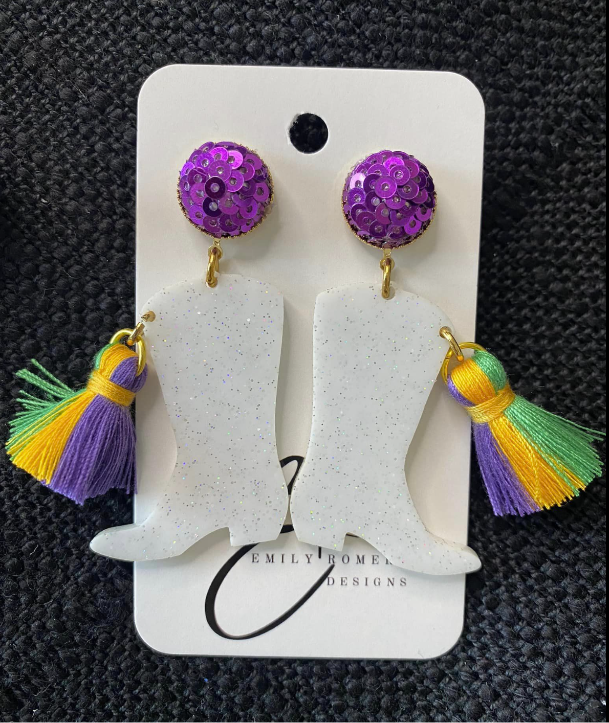 Mardi Gras Boot Earrings