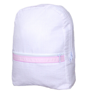 Medium Backpack, color: Pink Seersucker