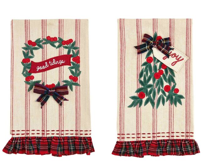 Christmas Ruffle Hem Hand Towel