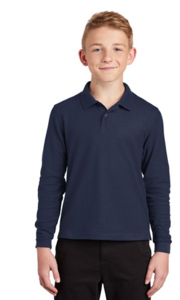 PREORDER - Youth Silk Touch L/S Polo - LCCA, Colour: Navy, Size: S