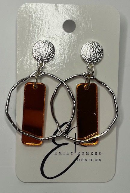 Silver Circle Metal Top, Design: Circle with Orange Dangle