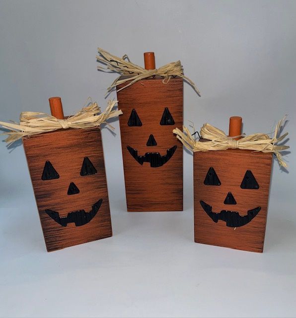 Wooden Jack o Lantern Shelf Sitters