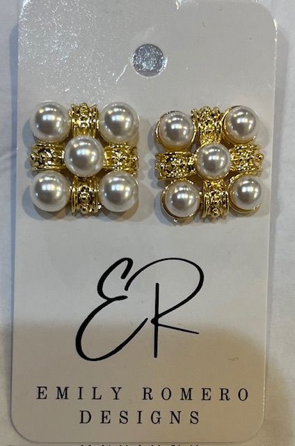 Five Pearl Square Earring