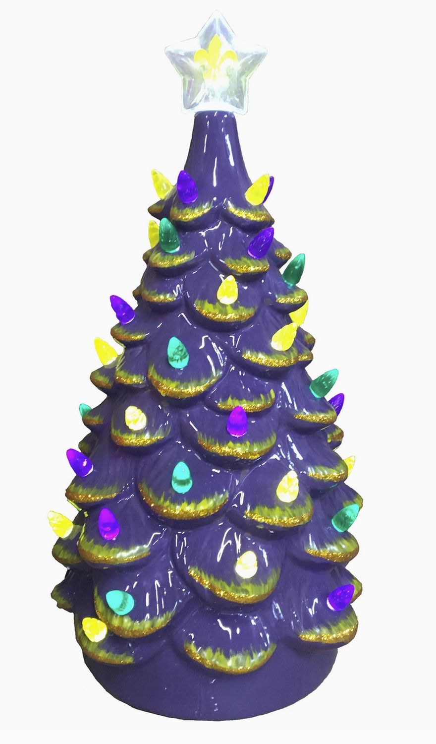 Lighted Mardi Gras Ceramic Tree