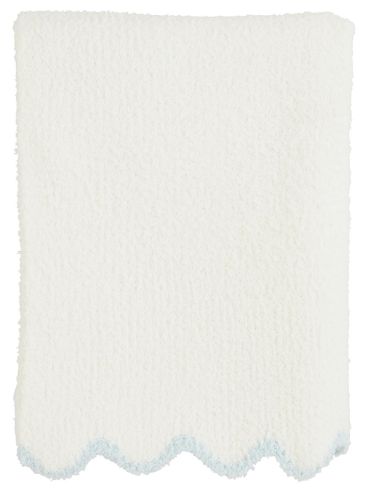 Blue Edge Scallop Chenille Blanket