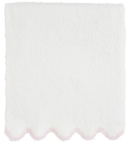 Pink Edge Scallop Chenille Blanket