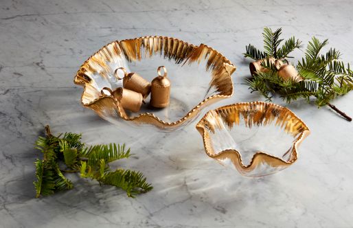 Gold Edge Ruffle Bowl Set