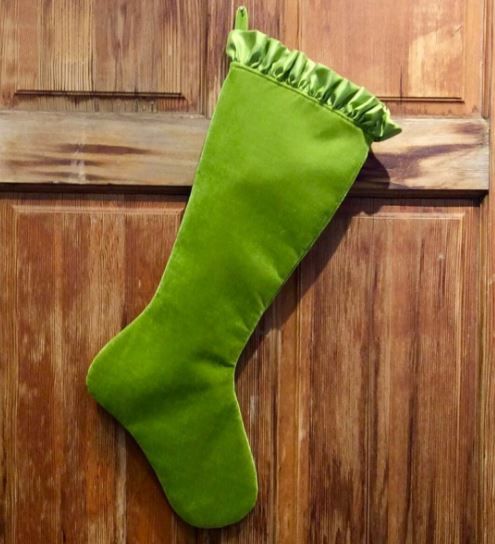25" Velvet Stocking w/Taffeta Ruffle