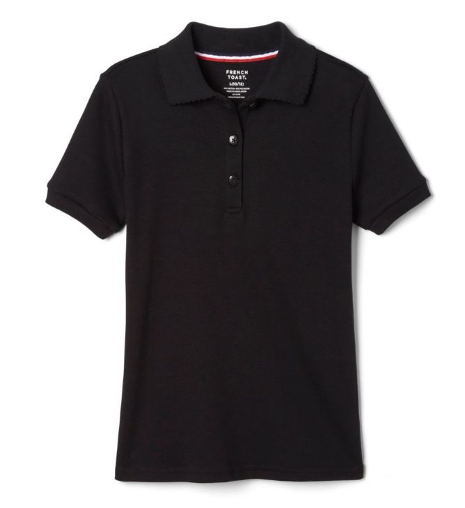HCA Polo - In Stock, Size: XS(4/5), Style: Girls SS Picot, color: Black