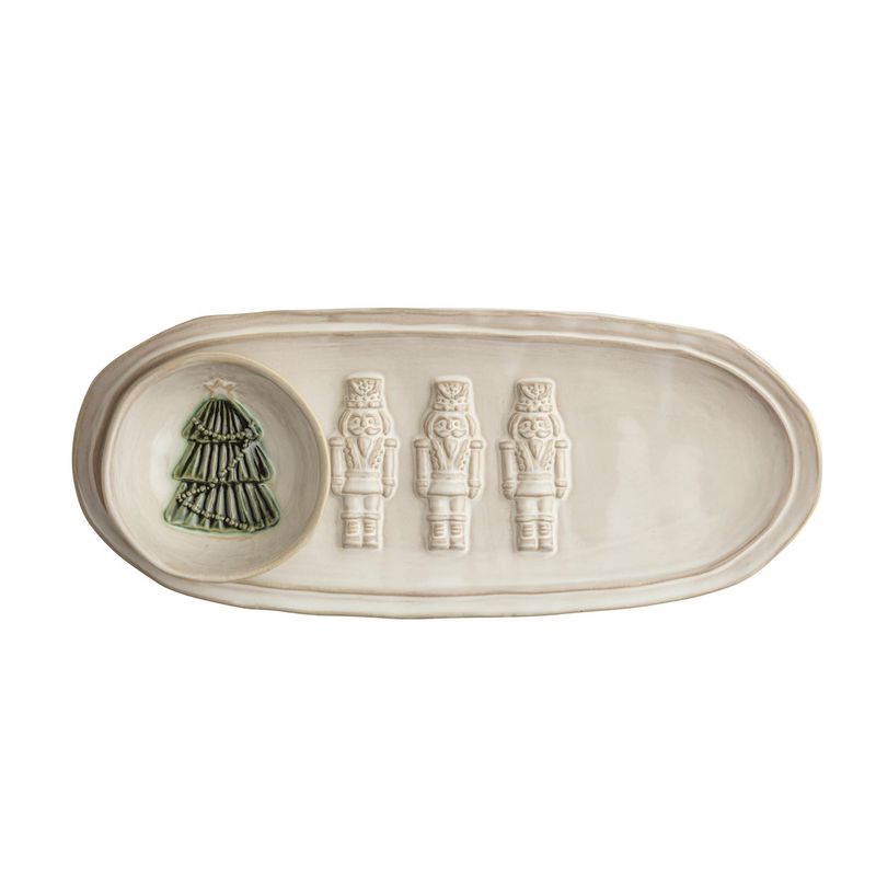 White Nutcracker Tray &amp; Tree Tidbit Set