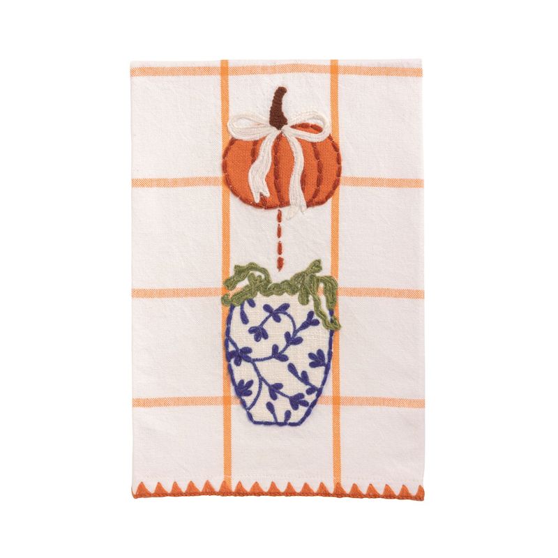 Orange Windowpane Pumpkin Appliqué Topiary
