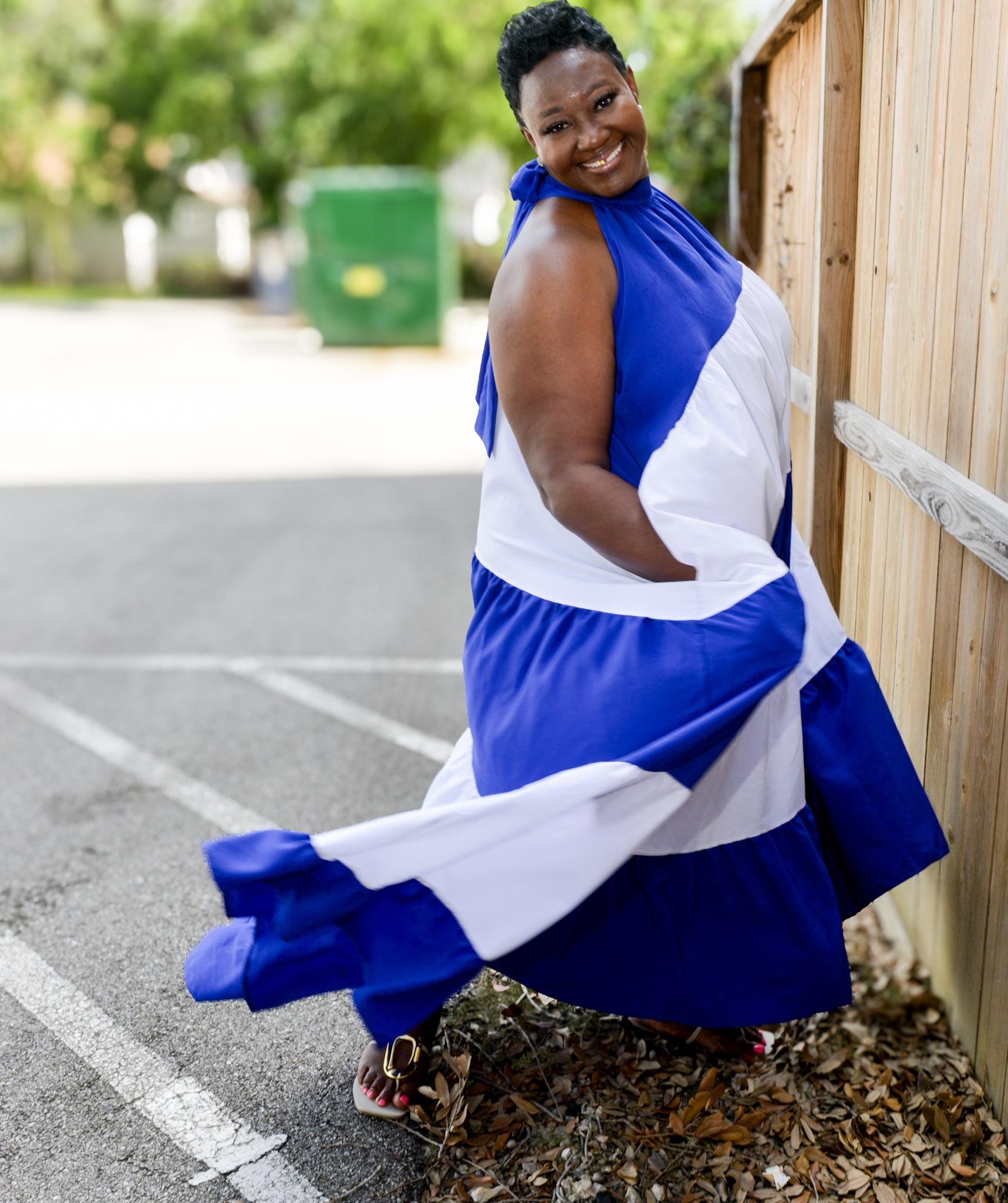 Blu Wave Halter Maxi Dress