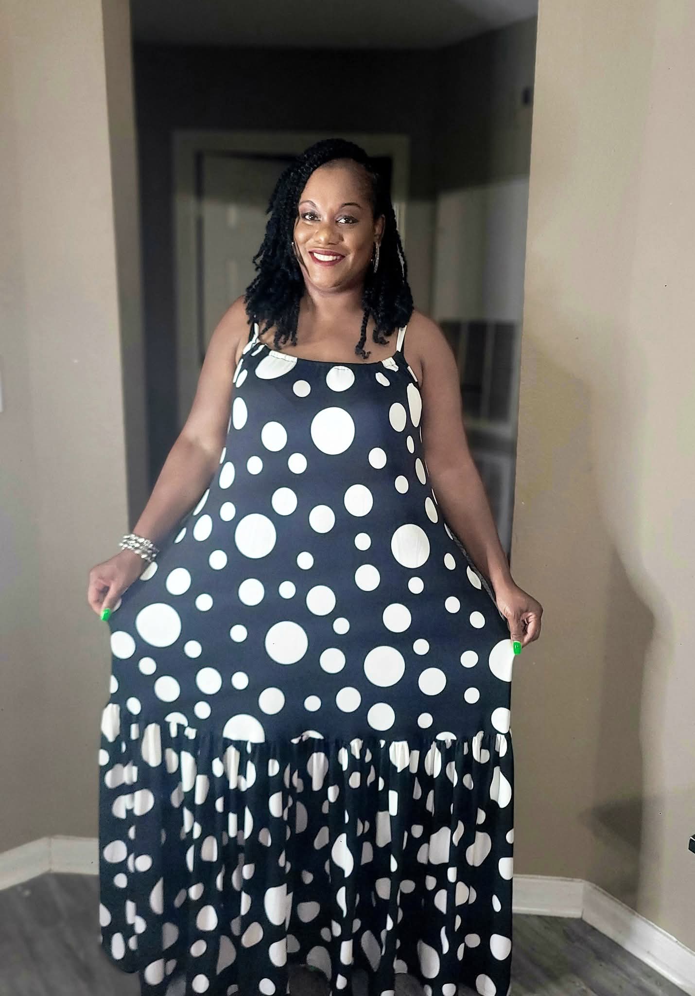 Black & White Polka Elegance Maxi Dress