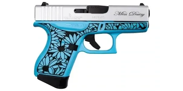 GLOCK 43 THE DAISY 9MM 3.39'' 6-RD ROBIN'S EGG SHIMMERING ALUMINUM PISTOL