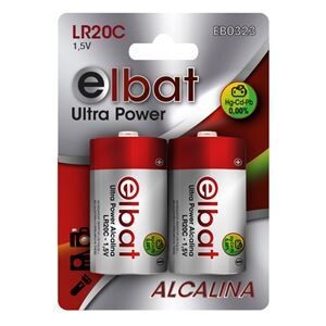 PACK 2 PCS PILAS ALCALINAS LR20C ELBAT TIPO D