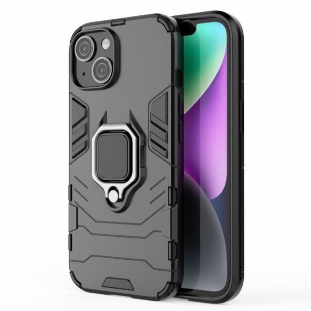 Funda movil armor anti golpe con anillo negro.
