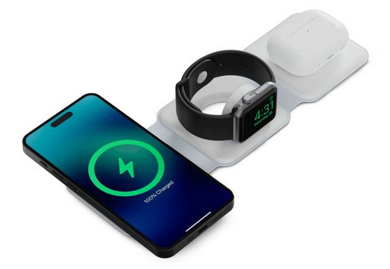 Ksix Cargador 3 en 1 para iPhone, watch y airpods 15W