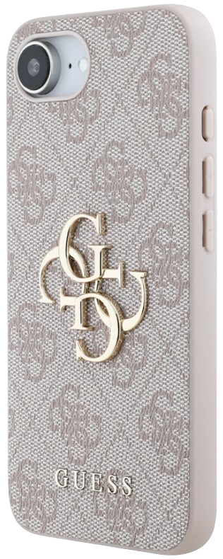 GUESS Carcasa para iPhone 16e Rosa logo 4G