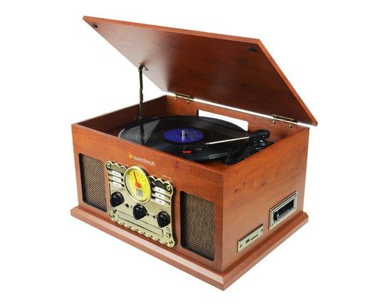 Sunstech PXRC52CDWD - Giradiscos de madera, color madera