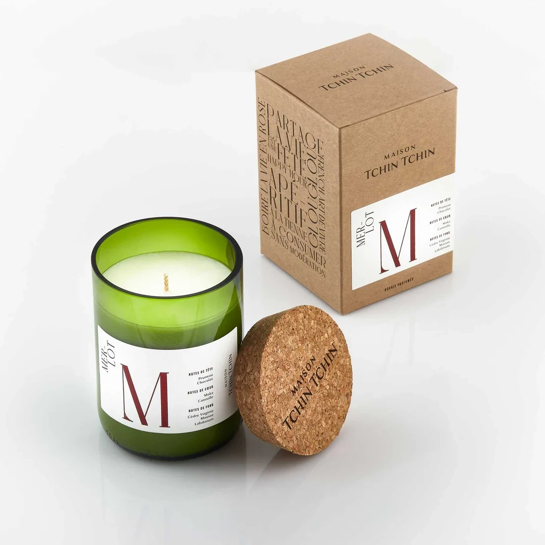Duftkerze in recyceltem Weinflaschenglas - Merlot