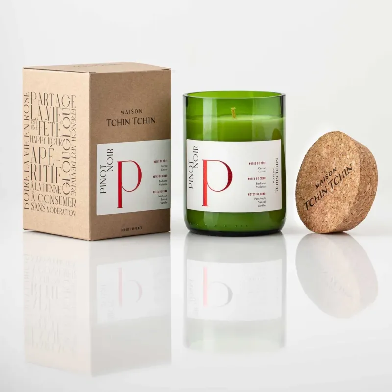 Duftkerze in recyceltem Weinflaschenglas - Pinot Noir