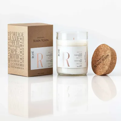 Duftkerze in recyceltem Weinflaschenglas - Rosé