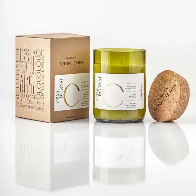 Duftkerze in recyceltem Weinflaschenglas - Chardonnay