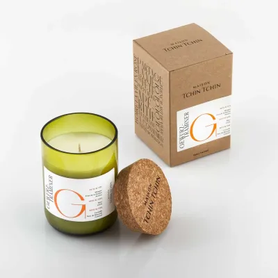 Duftkerze in recyceltem Weinflaschenglas - Gewürztraminer