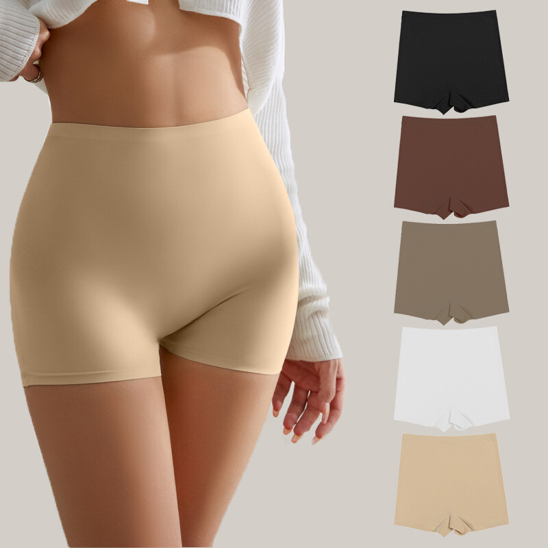 European And American Cross-border Non-trace Anti-lighting Non-curling Cotton Ice Silk Nude Can Be Worn Outside Safety Pants Ladies Leggings