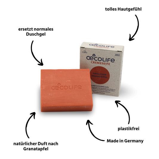 Oecolife Stevige natuurzeep sensuele granaatappel Oecolife Stevige natuurzeep sensuele granaatappel