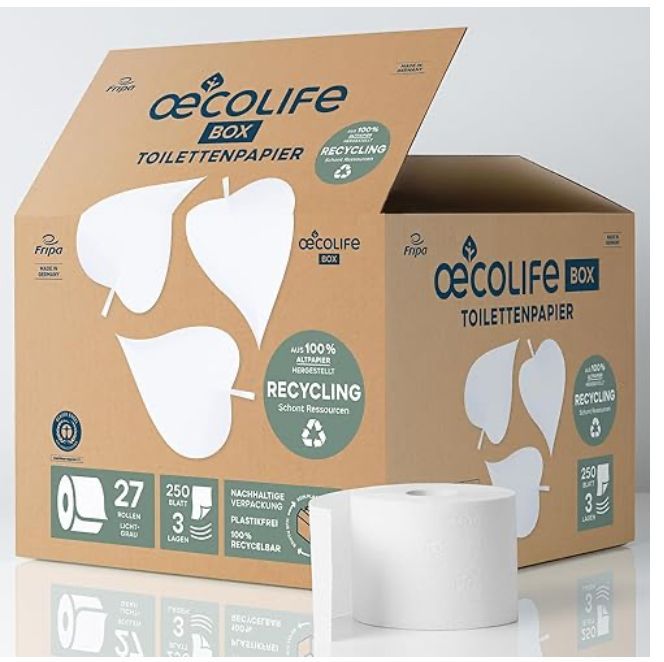 Oecolife toiletpapier RECYCLING, 3-laags, 27 rollen á 250 vel