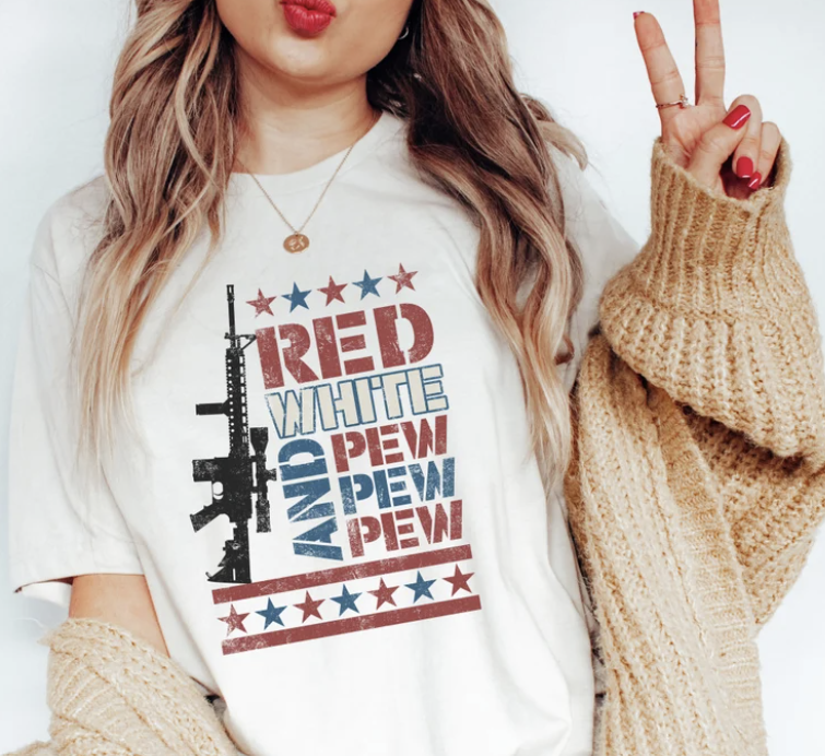 RED WHITE AND PEW PEW PEW SHIRT