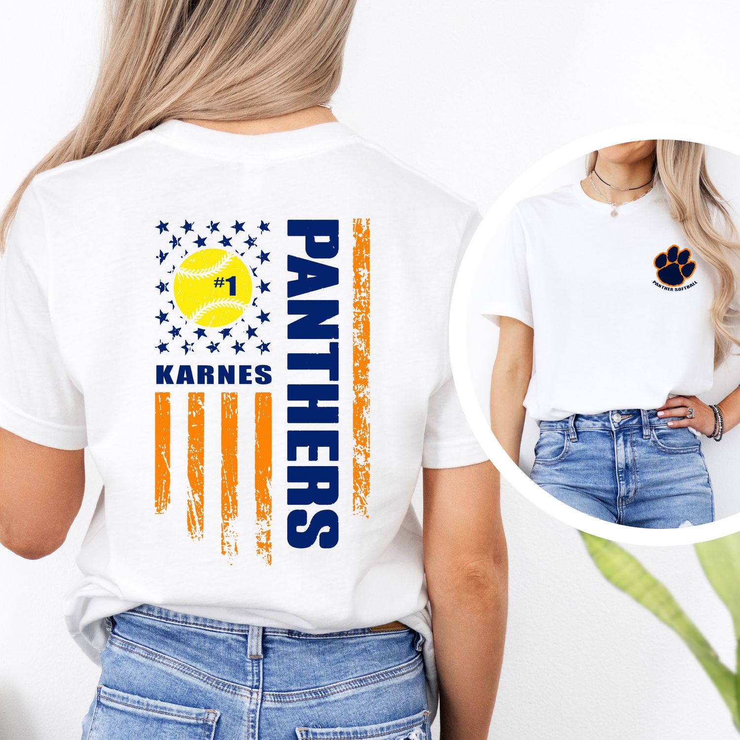 PANTHERS SOFTBALL  WITH NAME/NUMBER FLAG SHIRT