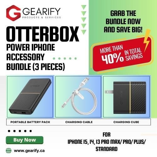3 PIECE CHARGING IPHONE ACCESSORY BUNDLE - Charging Cable, Charging Cube &amp; Portable Battery - MORE THAN 40% IN TOTAL SAVINGS