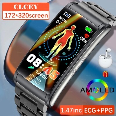 Montre connectée ECG + PPG pour hommes, bracelet de santé Non invasif, glycémie, SPO2, tension artérielle, température corporelle