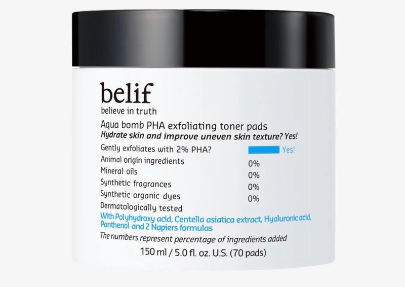 belif Aqua Bomb PHA Exfoliating Toner Pads