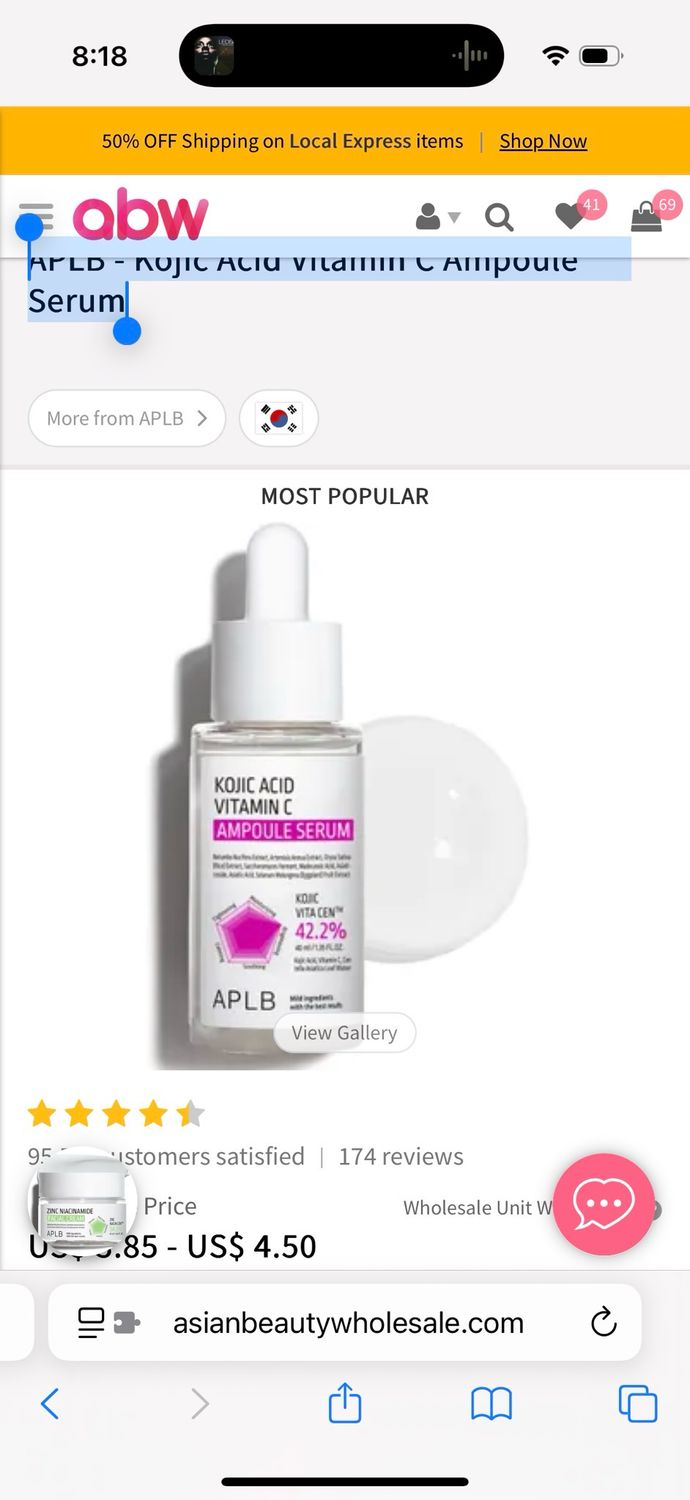 APLB - Kojic Acid Vitamin C Ampoule Serum