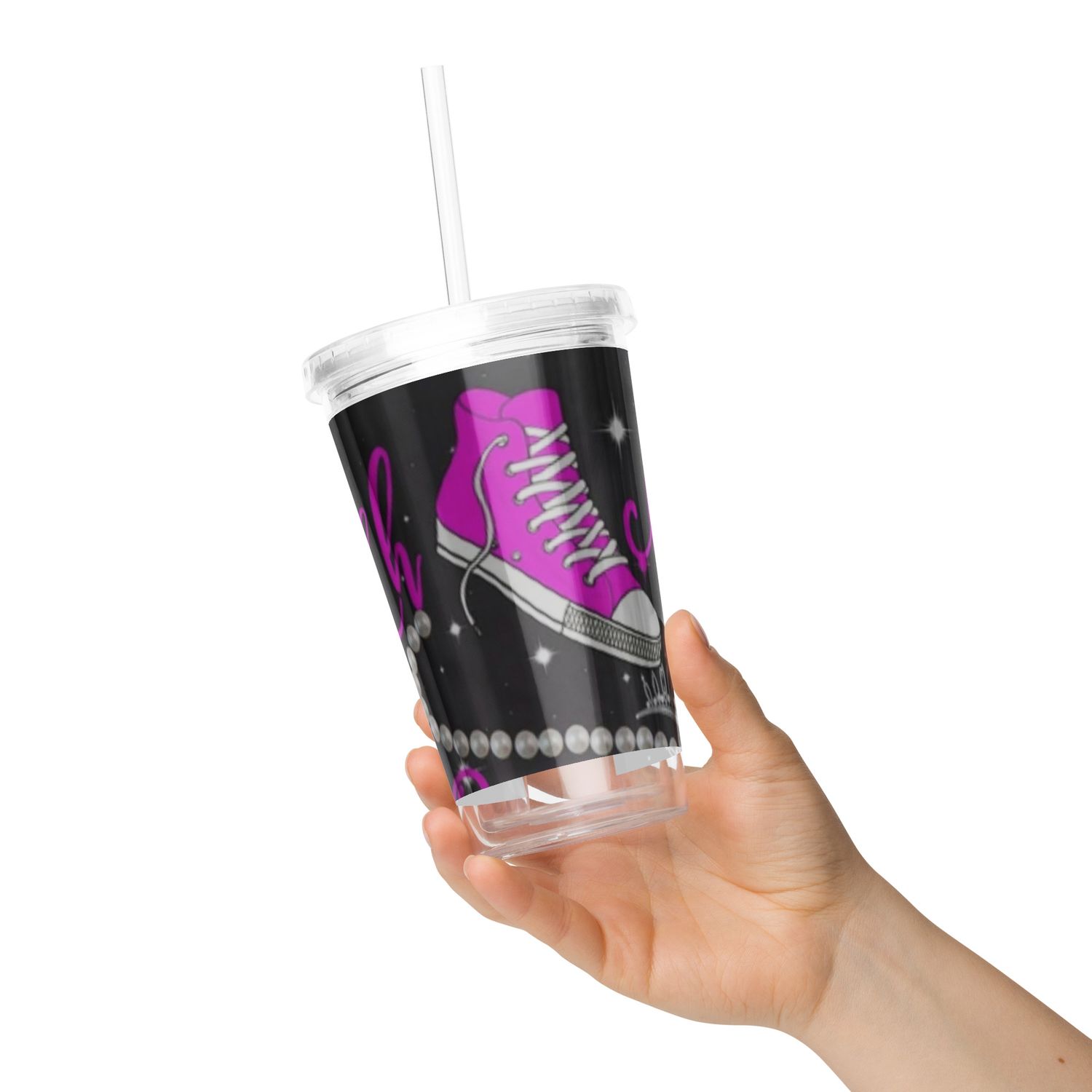 Clear plastic tumbler