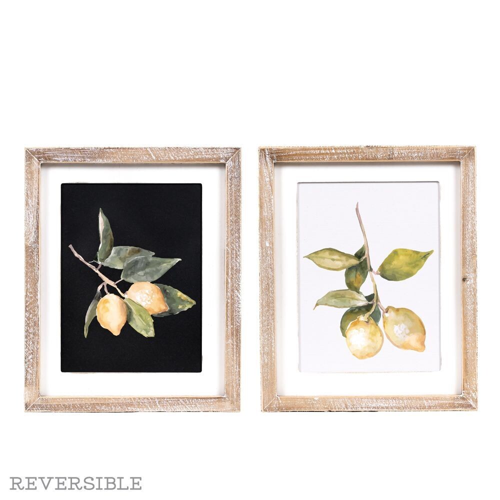 10.75x13x1.5 rvd wd frmd sn (LEMON) white, black, yellow, green Flora &amp; Fauna