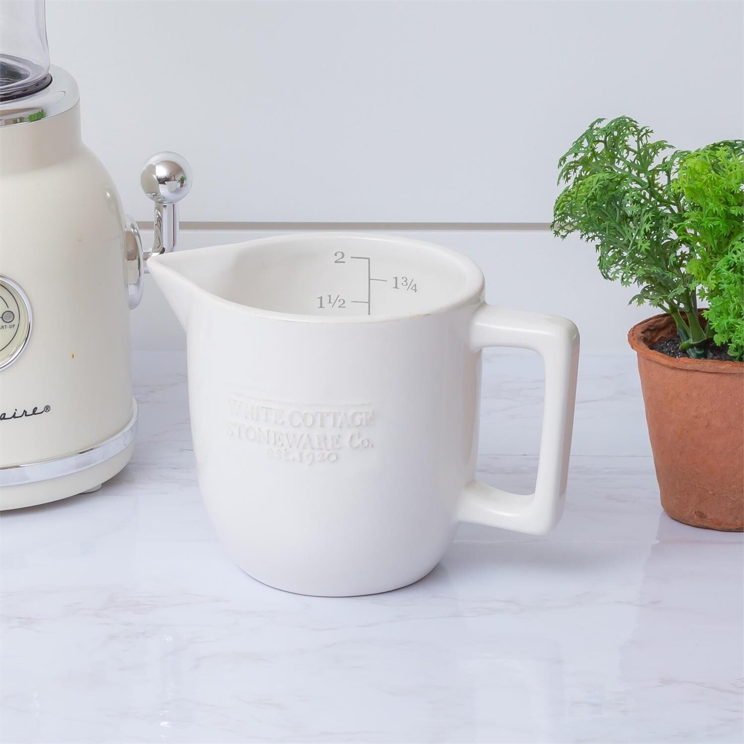 White Cottage Ceramic Measuring Cup