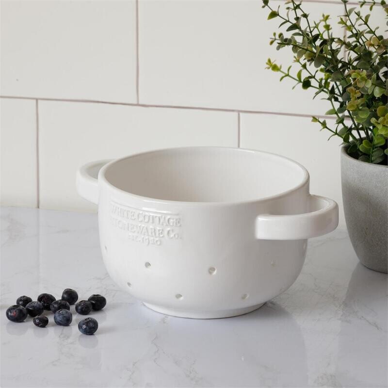 White Cottage Ceramic Berry Colander