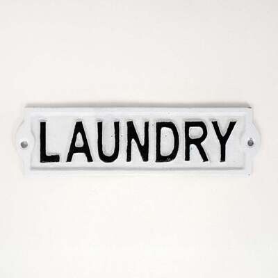 Tin Laundry Sign white