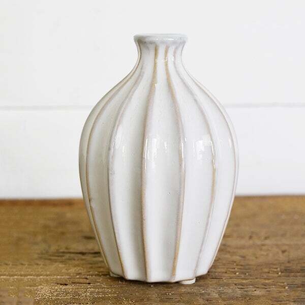 White Stripe Vase 6&quot;