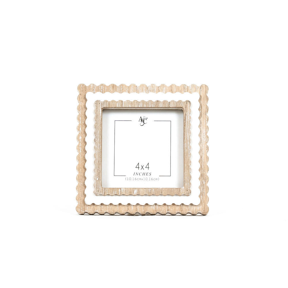 6x6x1 wood photo frame (SCALLOP) natural, white (4x4) Scalloped Frames.