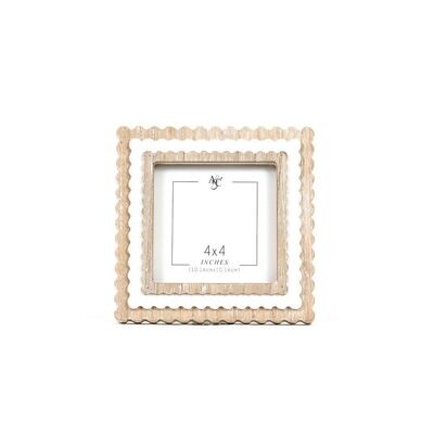 6x6x1 wood photo frame (SCALLOP) natural, white (4x4) Scalloped Frames.