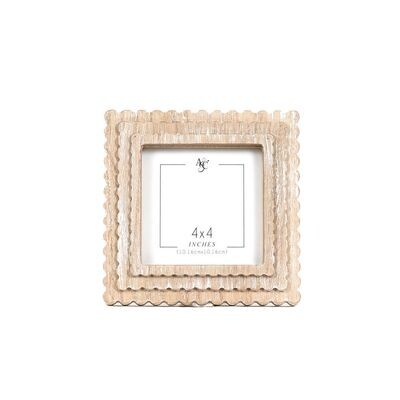 6x6x1 wood photo frame (SCALLOP) natural, white (4x4) Scalloped Frames