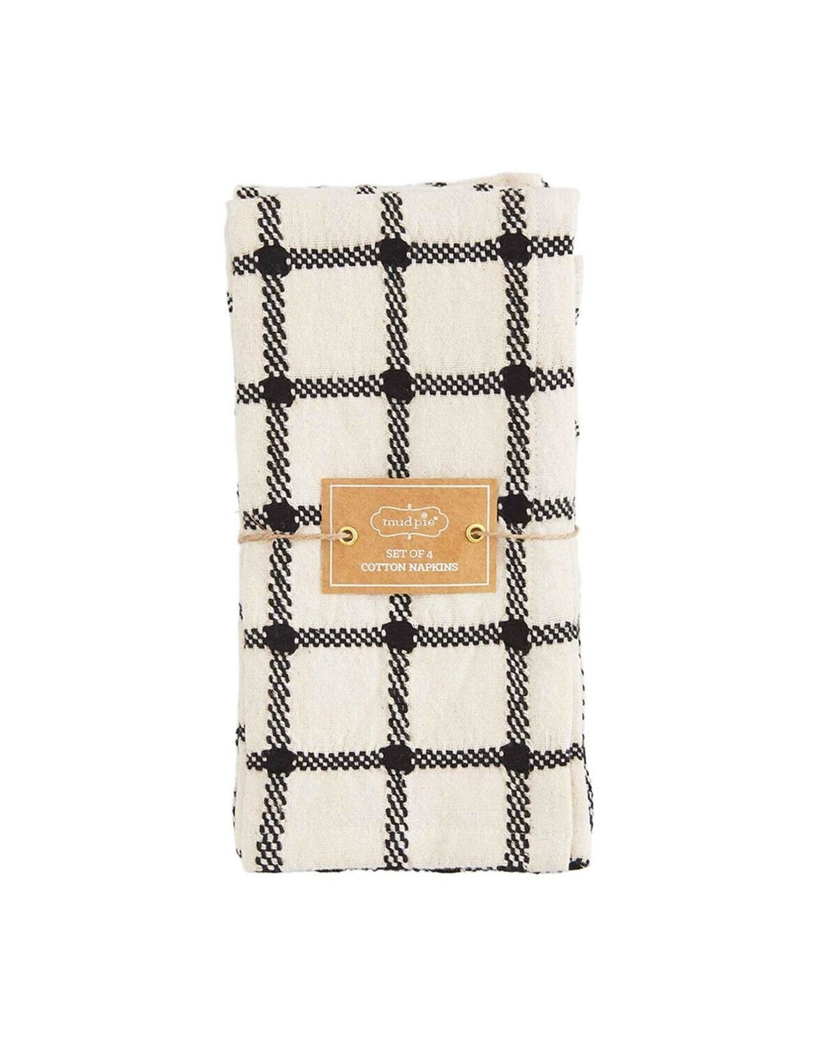 Black &amp; Cream Windowpane Napkin Set